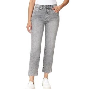 Kensie Allie High Rise Slim Straight Jeans Gray Black Acid Wash Raw Hem 10/30